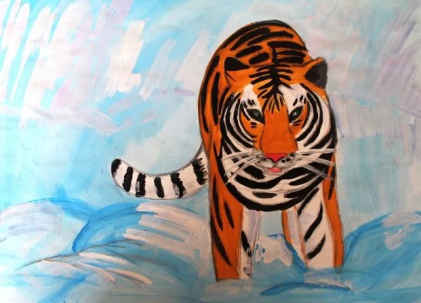 Рисование тигр в детском саду