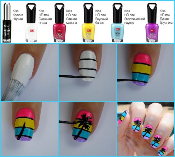Идея для рисования на ногтях фломастерами