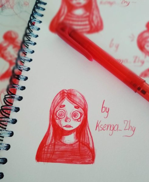 Рисунки красной ручкой для срисовки