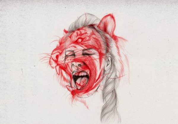 Наброски красной ручкой