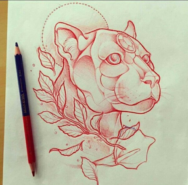 Тату эскиз пантера неотрад