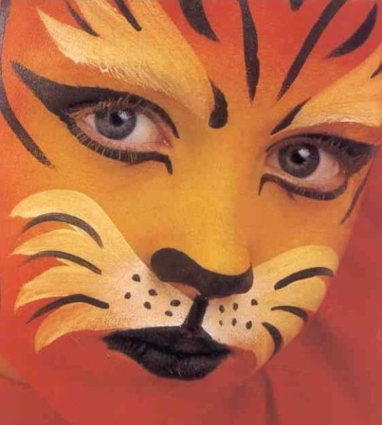 Мордочка тигра на лице