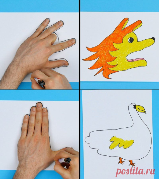 Рисунки на основе ладошки