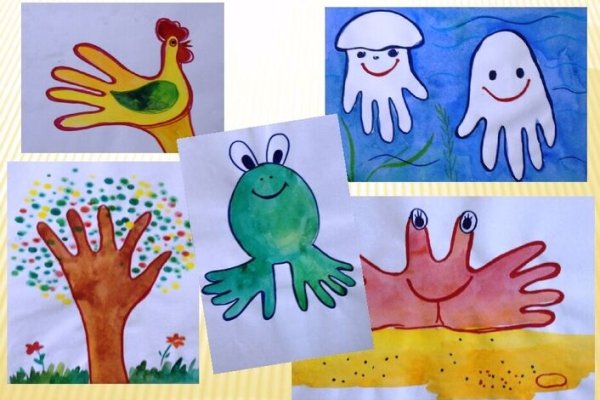 Рисование ладошками животные