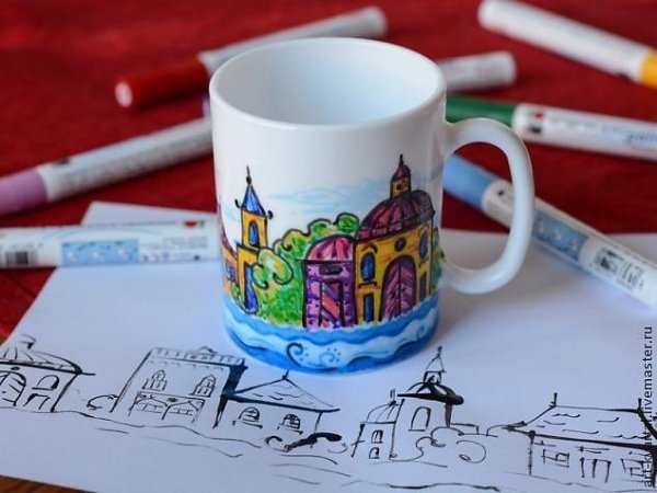 Роспись кружки маркерами по керамике