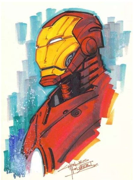 Железный человек рисунок маркерами