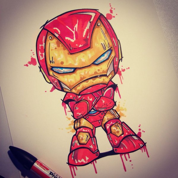 Железный человек маркерами