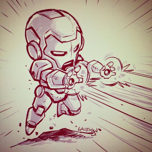 Нарисовать железного человека фломастером