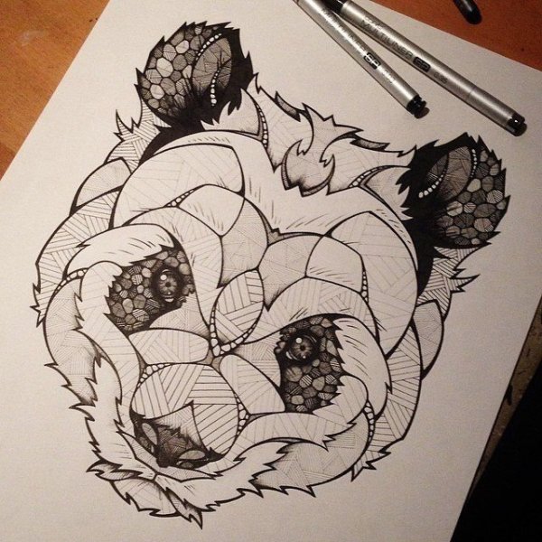 Тату Панда эскизы для девушек