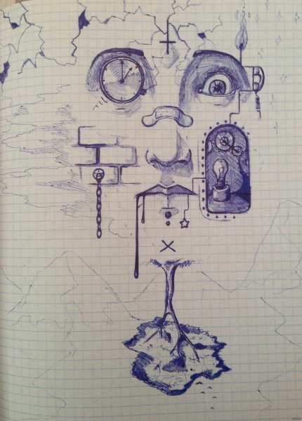 Наброски ручкой в тетради