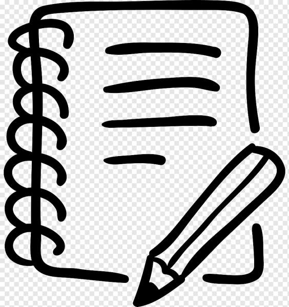 Блокнот с ручкой на прозрачном фоне