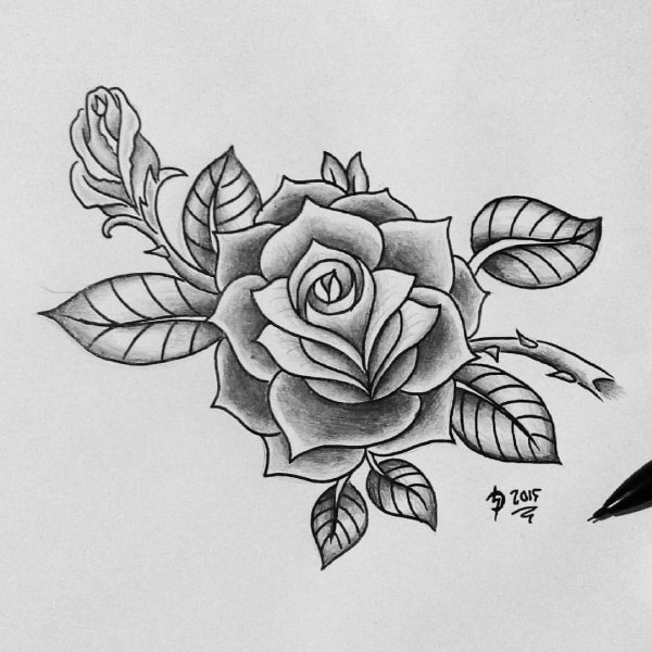 Тату роза эскиз