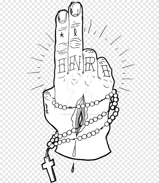 Эскиз ладони с крестом