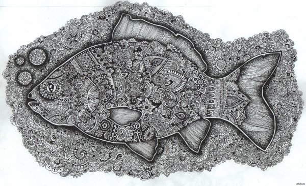 Зентангл и дудлинг рыбы