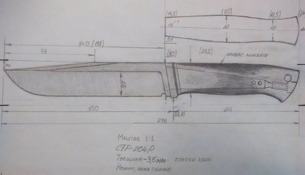 Рукоять охотничьего ножа чертеж