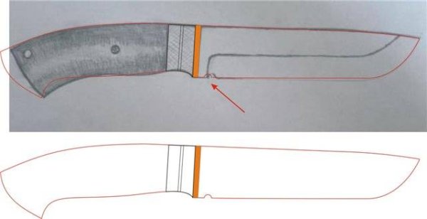 Нож с всадной рукоятью чертежи
