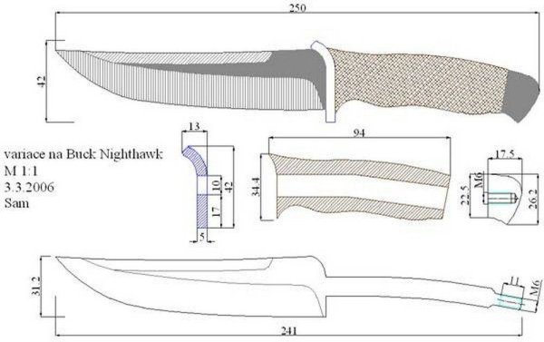 Чертежи охотничьих ножей с размерами