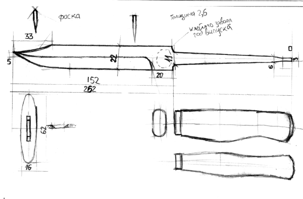 НР-43 нож разведчика чертеж