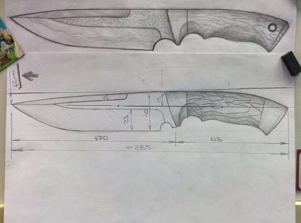 Чертеж охотничьего ножа Кизляр