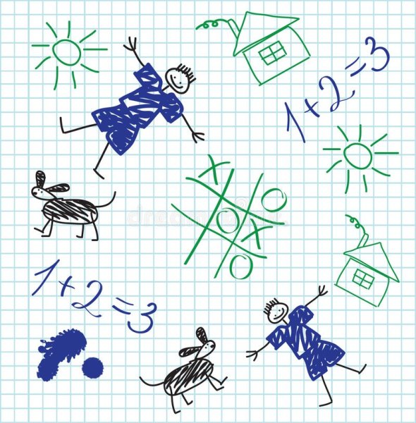 Каракули ручкой в тетради