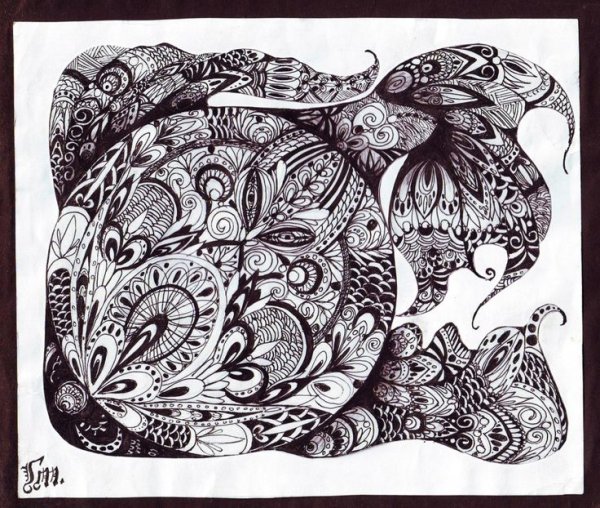 Зарисовки ручкой в тетради