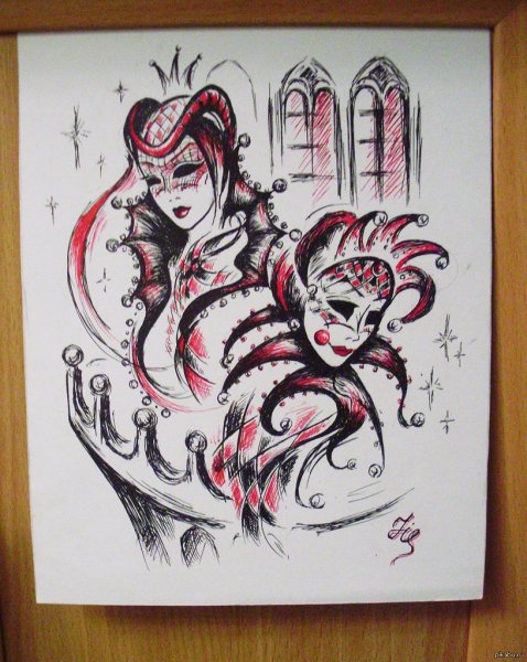 Рисунки чёрной гелевой ручкой