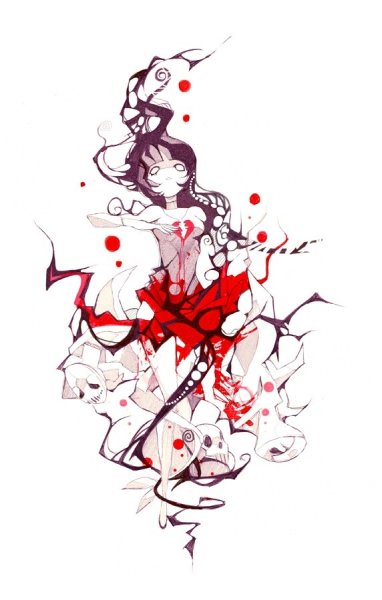 Тату аниме черно красное