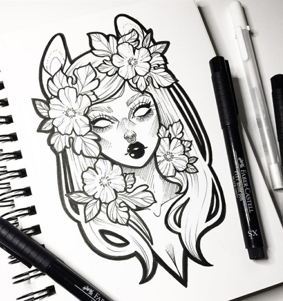 Рисунки чёрной ручкой для срисовки