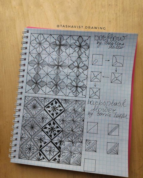 Узоры ручкой в тетради