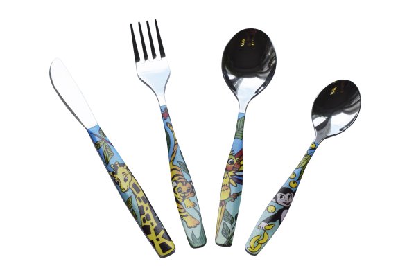 Набор столовых приборов 4 пр детский джунгли в к/к с прозр крышкой 1/10