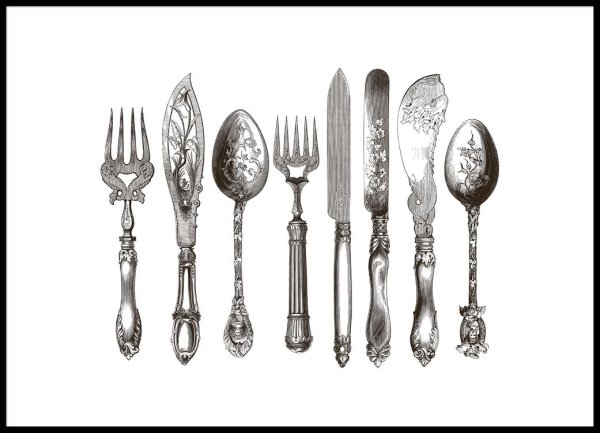 Столовые приборы черно белые