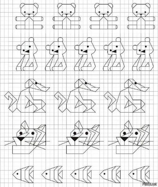 Рисунки по клеточкам в тетради карандашом