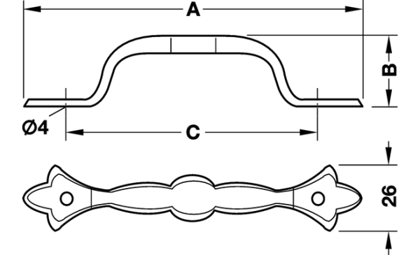 Ручка мебельная чертеж