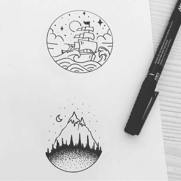 Рисунки для скетчбука в стиле Минима