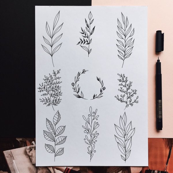 Тату веточка эскиз