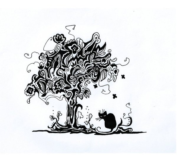 Стилизованные деревья ручкой