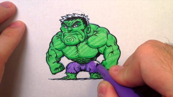 Халк рисунок фломастерами