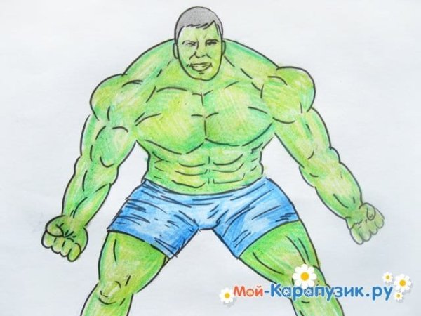 Халк цветным карандашом