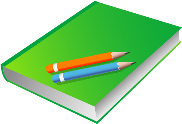 Книги и карандаши на прозрачном фоне