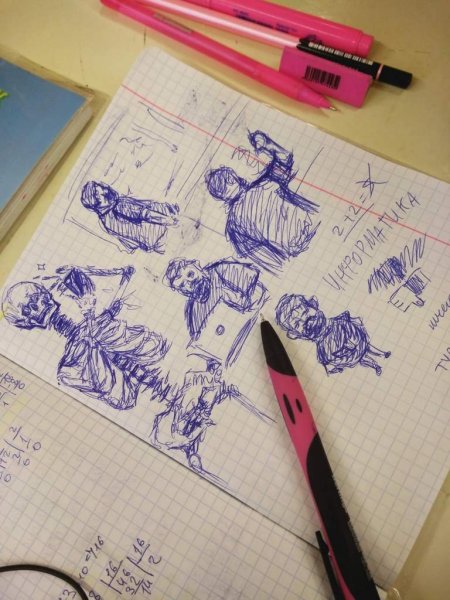 Рисунки ручкой в тетради