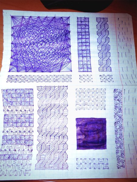 Узоры ручкой в тетради