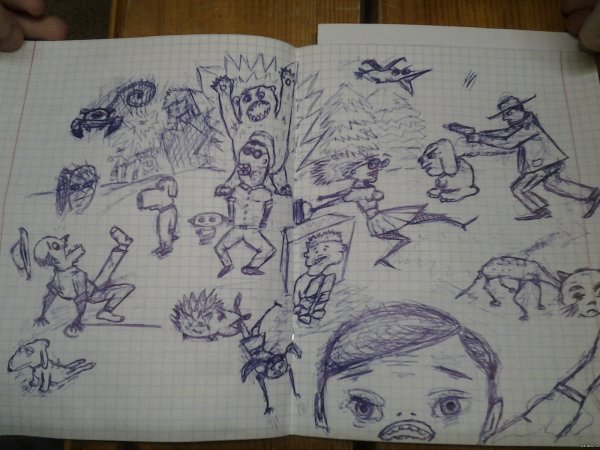 Рисунки на уроке в тетради