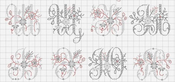 Вышивка крестом Монограммы русский алфавит схемы