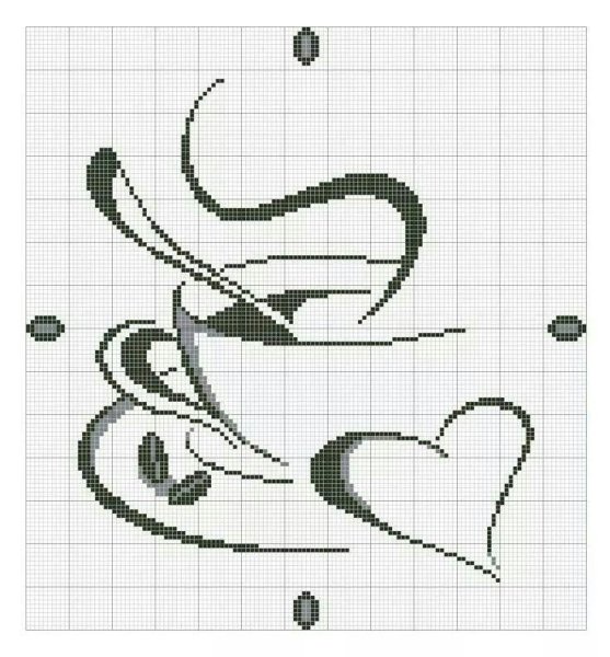 Вышивка крестом монохром чашка кофе