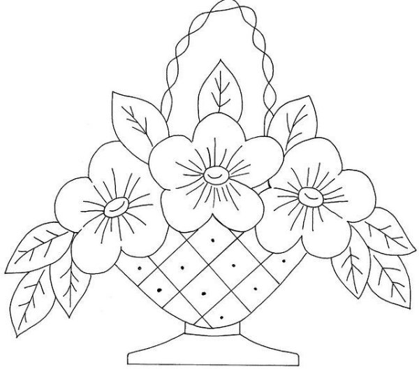 Корзинка с цветами раскраска