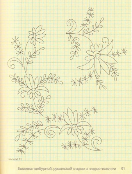 Цветочные орнаменты для тамбурной вышивки