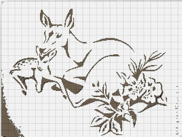 Монохромная вышивка животные