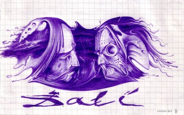 Зарисовки синей ручкой