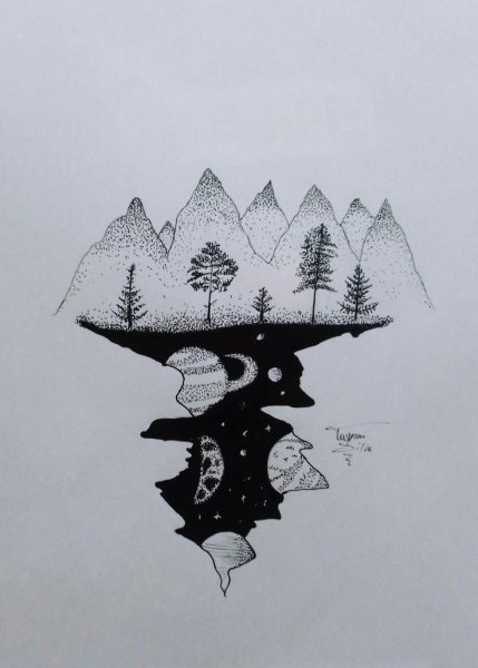 Горный пейзаж линером