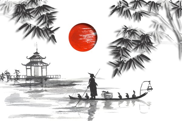 Японские пейзажи лодка